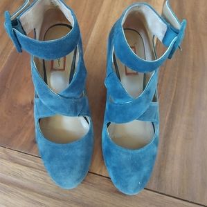 Halogen Blue Suede Wedges